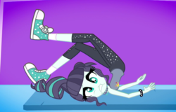 Size: 909x581 | Tagged: safe, screencap, coloratura, epic fails, equestria girls, g4, my little pony equestria girls: summertime shorts, bare shoulders, clothes, converse, female, ouch, pants, rara, shoes, sleeveless, sneakers, strapless, yoga pants