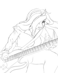 Size: 800x1000 | Tagged: safe, artist:swiftriff, oc, oc:pynk hyde, human, guitar, humanized, rock (music), rocker, sketch