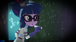 Size: 1920x1080 | Tagged: safe, screencap, sci-twi, twilight sparkle, equestria girls, g4, mad twience, my little pony equestria girls: summertime shorts, chalk, chalkboard, clothes, glasses, gloves, good will hunting, lab coat, reference