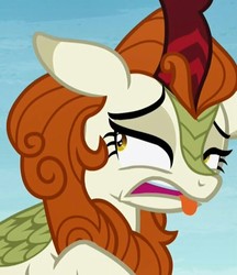 Size: 617x715 | Tagged: safe, screencap, autumn blaze, kirin, g4, sounds of silence, disgusted, female, solo, tongue out