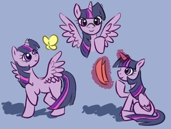 Size: 1600x1200 | Tagged: safe, artist:roya, twilight sparkle, alicorn, butterfly, pony, g4, cute, female, glowing horn, horn, looking at you, magic, mare, solo, telekinesis, twiabetes, twilight sparkle (alicorn)