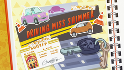Size: 1920x1080 | Tagged: safe, screencap, sunset shimmer, driving miss shimmer, equestria girls, g4, my little pony equestria girls: choose your own ending, car, car keys, driver's license, key, title card, traffic cone