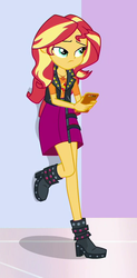 Size: 419x849 | Tagged: safe, screencap, sunset shimmer, a fine line, equestria girls, g4, my little pony equestria girls: better together, cropped, female, geode of empathy, magical geodes, phone, solo