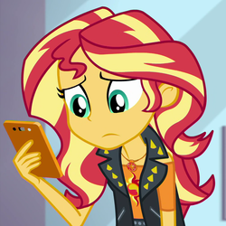 Size: 1000x1000 | Tagged: safe, screencap, sunset shimmer, a fine line, equestria girls, equestria girls series, g4, cropped, female, geode of empathy, magical geodes, solo