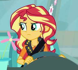 Size: 1005x900 | Tagged: safe, screencap, sunset shimmer, driving miss shimmer, equestria girls, equestria girls series, g4, angry, cropped, driving miss shimmer: fluttershy, female, geode of empathy, magical geodes, solo