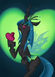 Size: 800x1120 | Tagged: safe, artist:bronyseph, queen chrysalis, changeling, changeling queen, g4, crown, eating, female, heart, jewelry, licking, licking lips, regalia, solo, tongue out
