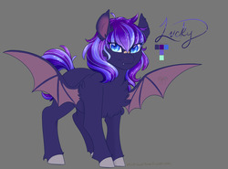 Size: 1280x947 | Tagged: safe, artist:mint-and-love, oc, oc:lucky, bat pony