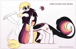 Size: 1730x1106 | Tagged: safe, artist:php146, oc, oc only, oc:ayaka, oc:sally lovely, draconequus, pegasus, pony, female, glasses, leaf, mare