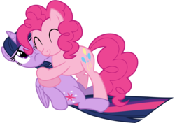 Size: 8500x6000 | Tagged: safe, artist:midnight--blitz, pinkie pie, twilight sparkle, alicorn, earth pony, pony, g4, princess twilight sparkle (episode), .ai available, ^^, absurd resolution, duo, eyes closed, female, hug, mare, simple background, transparent background, twilight sparkle (alicorn), vector