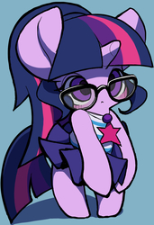 Size: 862x1260 | Tagged: safe, artist:ccc, sci-twi, twilight sparkle, pony, unicorn, equestria girls, g4, my little pony equestria girls: better together, blushing, clothes, cute, equestria girls ponified, female, geode of telekinesis, glasses, magical geodes, mare, pixiv, ponified, solo, swimsuit, twiabetes, unicorn sci-twi