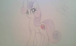 Size: 1024x621 | Tagged: safe, artist:enviaart, sweetie belle, pony, g4, female, older, solo, traditional art