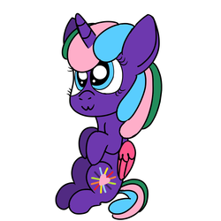 Size: 1000x1000 | Tagged: safe, artist:artistathefilly, oc, alicorn, pony, alicorn oc, chibi, cute, female, filly, sitting