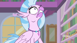 Size: 1920x1080 | Tagged: safe, screencap, silverstream, classical hippogriff, hippogriff, g4, what lies beneath, angry, discovery family, discovery family logo, faic, female, jewelry, logo, looking up, necklace, solo
