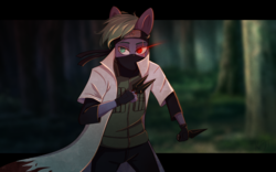 Size: 3978x2480 | Tagged: safe, artist:shiro-roo, oc, oc only, anthro, crossover, hatake kakashi, headband, high res, male, naruto, shinobi, solo, weapon, ych result