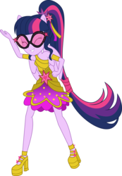 Size: 5675x8210 | Tagged: safe, artist:shootingstarsentry, sci-twi, twilight sparkle, human, equestria girls, equestria girls specials, g4, my little pony equestria girls: dance magic, absurd resolution, clothes, dancing, dress, eyes closed, female, platform shoes, ponied up, simple background, solo, transparent background, vector, wings