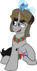 Size: 633x1200 | Tagged: safe, artist:binkyt11, derpibooru exclusive, trixie, oc, oc only, oc:ragtime melody, pony, unicorn, 2019 community collab, derpibooru community collaboration, g4, alcohol, belarus, clothes, drunk, faic, firealpaca, hat, lei, male, medibang paint, messy mane, messy tail, plushie, shorts, simple background, solo, stallion, tired, transparent background, ushanka, vodka