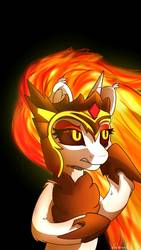 Size: 1080x1920 | Tagged: safe, artist:avery-valentine, daybreaker, alicorn, pony, g4, black background, bust, female, hoof shoes, mane of fire, portrait, simple background, solo