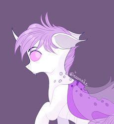 Size: 1280x1391 | Tagged: safe, artist:neonishe, oc, oc only, changeling, albino changeling, changeling oc, holeless, purple changeling, solo, white changeling
