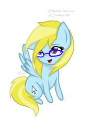 Size: 2048x2732 | Tagged: safe, artist:dawnshine, oc, oc only, oc:cloud cuddler, pegasus, pony, chibi, cute, cutie mark, female, glasses, high res, open mouth, pegasus oc, simple background, solo, transparent background, wings