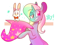 Size: 1600x1200 | Tagged: safe, artist:1racat, trixie, pony, rabbit, unicorn, g4, audience, bunny out of the hat, clothes, female, hat, magic trick, mare, solo, trixie's hat