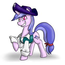 Size: 2000x2000 | Tagged: safe, artist:timsplosion, sea swirl, seafoam, pony, unicorn, g4, background pony, clothes, costume, female, hat, high res, mare, mario party, mario party 2, pirate hat, simple background, smiling, solo, super mario bros., transparent background