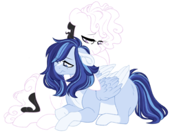 Size: 1024x805 | Tagged: safe, artist:azure-art-wave, oc, oc only, oc:azure, oc:rose, pegasus, pony, comforting, female, lesbian, mare, oc x oc, sad, shipping, simple background, transparent background