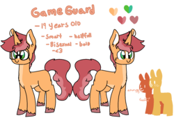 Size: 1380x940 | Tagged: safe, artist:nootaz, oc, oc:game guard, glasses, reference sheet