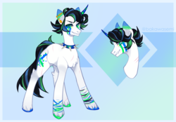 Size: 1024x712 | Tagged: safe, artist:_spacemonkeyz_, oc, oc only, pony, unicorn, choker, male, solo, spiked choker, stallion