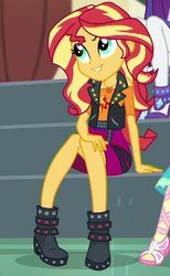 Size: 362x587 | Tagged: safe, screencap, fluttershy, rarity, sunset shimmer, equestria girls, g4, my little pony equestria girls: better together, overpowered (equestria girls), cropped, female, geode of empathy, magical geodes, offscreen character, solo focus
