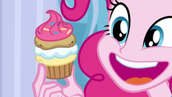 Size: 1920x1080 | Tagged: safe, screencap, pinkie pie, equestria girls, g4, my little pony equestria girls: better together, super squad goals, :d, cupcake, cute, diapinkes, faic, female, food, happy, ponk, puffcake, solo