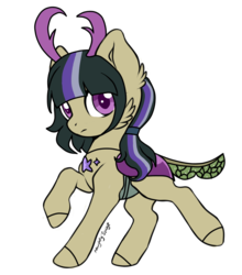 Size: 817x929 | Tagged: safe, artist:t-aroutachiikun, oc, oc only, oc:spheranium, changepony, hybrid, interspecies offspring, offspring, parent:thorax, parent:twilight sparkle, parents:twirax, simple background, solo, transparent background