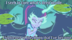Size: 1200x675 | Tagged: safe, edit, edited screencap, editor:scrounge, screencap, sci-twi, twilight sparkle, equestria girls, g4, my little pony equestria girls: legend of everfree, africa, africa (song), caption, female, image macro, impact font, midnight sparkle, solo, song reference, text, toto (band)