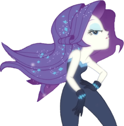 Size: 841x856 | Tagged: safe, edit, edited screencap, screencap, rarity, equestria girls, equestria girls series, the other side, background removed, bare shoulders, female, jojo pose, not a vector, pose, sleeveless, solo, strapless