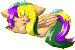 Size: 1662x1095 | Tagged: safe, artist:ppptly, oc, oc:program mouse, pegasus, pony, animated, blushing, cute, ear flick, eyes closed, female, gif, outline, simple background, sleeping, solo, transparent background