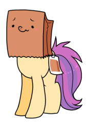 Size: 750x1100 | Tagged: safe, artist:paperbagpony, derpibooru exclusive, oc, oc only, oc:paper bag, earth pony, pony, 2019 community collab, derpibooru community collaboration, blushing, cute, fake cutie mark, female, mare, ocbetes, paper bag, scrunchy face, simple background, smiling, solo, transparent background, wavy mouth