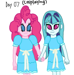 Size: 1500x1532 | Tagged: safe, artist:ktd1993, pinkie pie, sonata dusk, equestria girls, g4, female, lesbian, ship:pinata, shipping, the shining