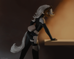 Size: 2800x2239 | Tagged: safe, artist:thelittlesnake, oc, oc only, earth pony, anthro, clothes, female, gun, handgun, high res, mare, pistol, solo