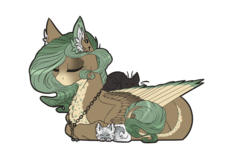 Size: 1745x1037 | Tagged: safe, artist:luuny-luna, oc, oc only, oc:luna wolf, cat, pegasus, pony, eyes closed, female, mare, prone, simple background, solo, transparent background