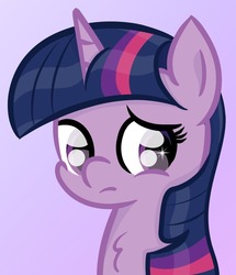 Size: 739x859 | Tagged: safe, artist:badponyvectors, twilight sparkle, pony, g4, bust, chest fluff, concerned, female, mare, purple background, simple background, solo