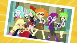 Size: 1920x1080 | Tagged: safe, screencap, applejack, cherry crash, drama letter, mystery mint, paisley, scribble dee, watermelody, a queen of clubs, equestria girls, g4, my little pony equestria girls: better together, applejack is best facemaker, background human, book, club, cute, flower, geode of super strength, magical geodes, manga, photobomb, picture, rose, sailor jupiter, sailor mars, sailor mercury, sailor moon (series), sailor venus, scribblebetes, skull, tuxedo jack, tuxedo mask, yorick