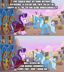 Size: 988x1106 | Tagged: safe, edit, edited screencap, screencap, starlight glimmer, trixie, g4, road to friendship, angry, caption, duo, hoo'far's wagon, image macro, meme, reference, simpsons did it, text, the simpsons, wagon