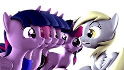 Size: 3840x2160 | Tagged: safe, artist:whiteskyline, derpy hooves, twilight sparkle, alicorn, pony, g4, 3d, high res, twilight sparkle (alicorn)