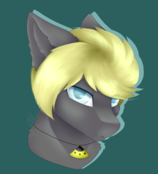 Size: 1000x1100 | Tagged: safe, artist:lilrandum, oc, oc only, oc:silent, pony, art trade, blonde, blue eyes, bust, colored, lineless, simple background, solo