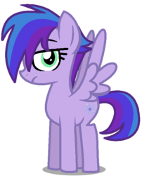 Size: 532x658 | Tagged: safe, artist:skittleartmlp, oc, oc only, oc:sixth color, pony, female, filly, frown, lidded eyes, looking at you, offspring, parent:rainbow dash, parent:soarin', parents:soarindash, simple background, solo, transparent background
