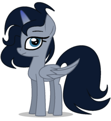 Size: 772x838 | Tagged: safe, artist:skittleartmlp, oc, oc only, oc:haumea, alicorn, pony, alicorn oc, big tail, female, gradient horn, horn, large wings, mare, offspring, parent:king sombra, parent:princess luna, parents:lumbra, simple background, solo, transparent background, wings