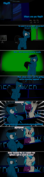 Size: 3840x15120 | Tagged: safe, artist:agkandphotomaker2000, dj pon-3, vinyl scratch, oc, oc:pony video maker, pegasus, pony, unicorn, g4, bipedal, canon x oc, comic, duo, female, male, mask, pony video maker x vinyl scratch, prank, scare, screaming, unamused, videoscratch