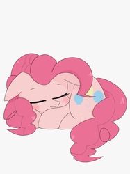 Size: 1024x1366 | Tagged: safe, artist:manachaaaaaaaa, pinkie pie, earth pony, pony, g4, behaving like a cat, cute, diapinkes, eyes closed, female, mare, simple background, sleeping, solo, white background