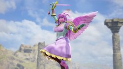Size: 1200x675 | Tagged: safe, artist:alphamonouryuuken, princess cadance, human, g4, 3d, armor, chinese rapier, clothes, female, high heels, humanized, pony coloring, pose, shoes, skirt, solo, soul calibur, soul calibur vi, sword, video game, weapon, winged humanization, wings