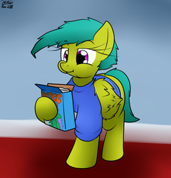 Size: 1255x1310 | Tagged: safe, artist:the-furry-railfan, oc, oc only, oc:radicchio, pegasus, pony, bed mane, cereal, clothes, eating, female, food, morning, shirt, solo, t-shirt