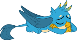 Size: 5742x3000 | Tagged: safe, artist:cloudy glow, gallus, griffon, g4, what lies beneath, .ai available, absurd resolution, cute, eyes closed, gallabetes, male, paws, simple background, sleeping, smiling, solo, sweet dreams fuel, transparent background, vector